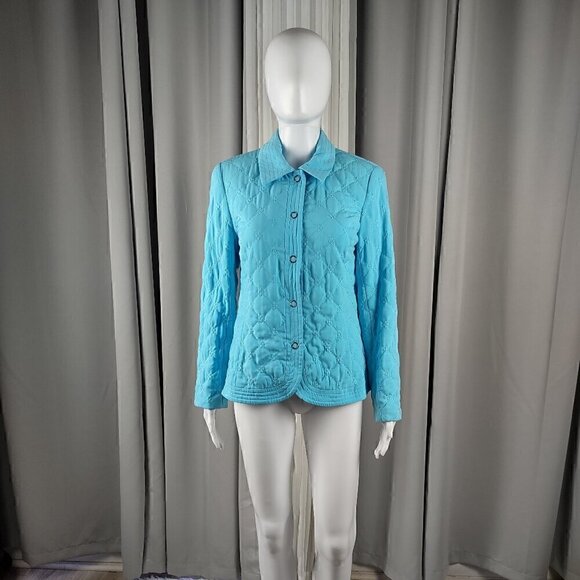 Requirements Jackets & Blazers - Requirements Sky Blue Quilted Lightweight Snap Up Outdoor Coat Jacket Size Small